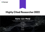 Hans van Meijl receives citation award from Web of Science